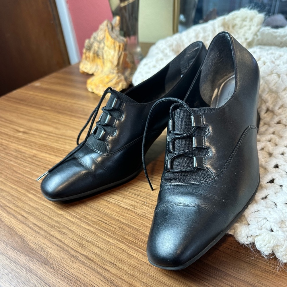 Naturalizer Jade Black Leather Pumps Vintage Heeled Shoes Stylish Loafers